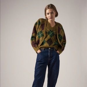 Zara Argyle Cardigan NWT